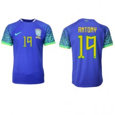 Brasilien Antony #19 Bortatröja VM 2022 Korta ärmar